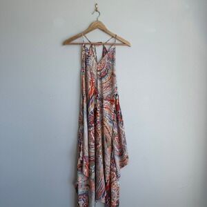 Meghan Los Angeles Geometric Print 70s Style Midi‎ Dress